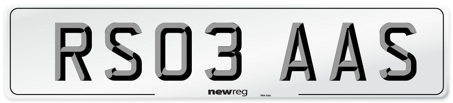 RS03 AAS Number Plate from New Reg
